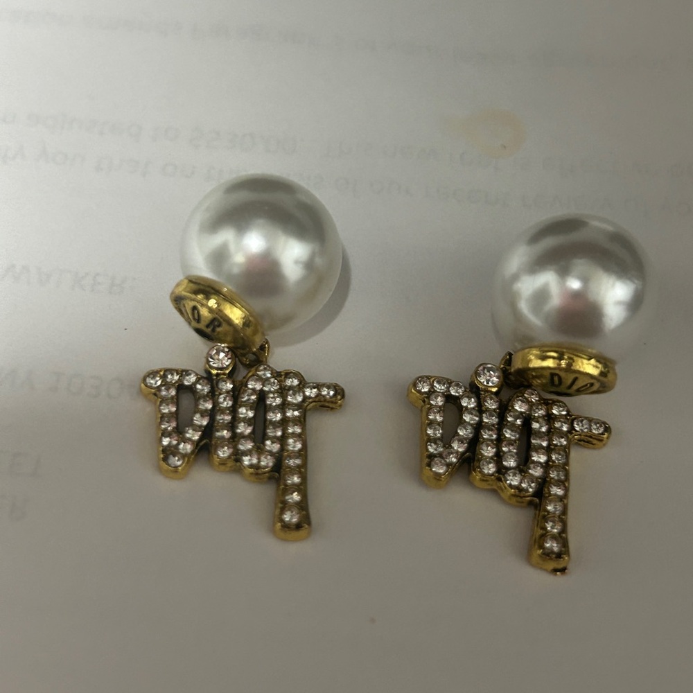 Dior Gold and Silver Pearl Earrings